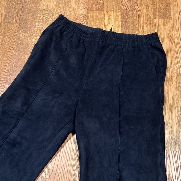 Tibi Ultrasuede Scottie Jogger Navy Blue Straight Relaxed Pants Womens Small - Picture 3 of 9